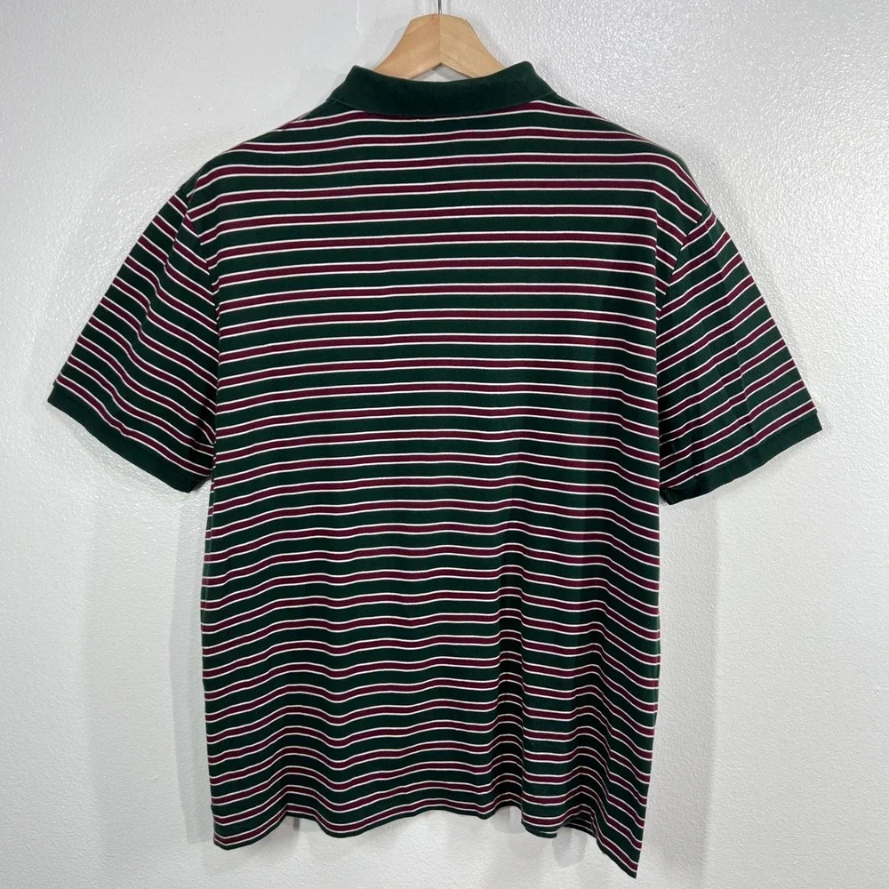 Polo Ralph Lauren Mens XL Classic Fit Striped Polo Shirt Green Maroon White